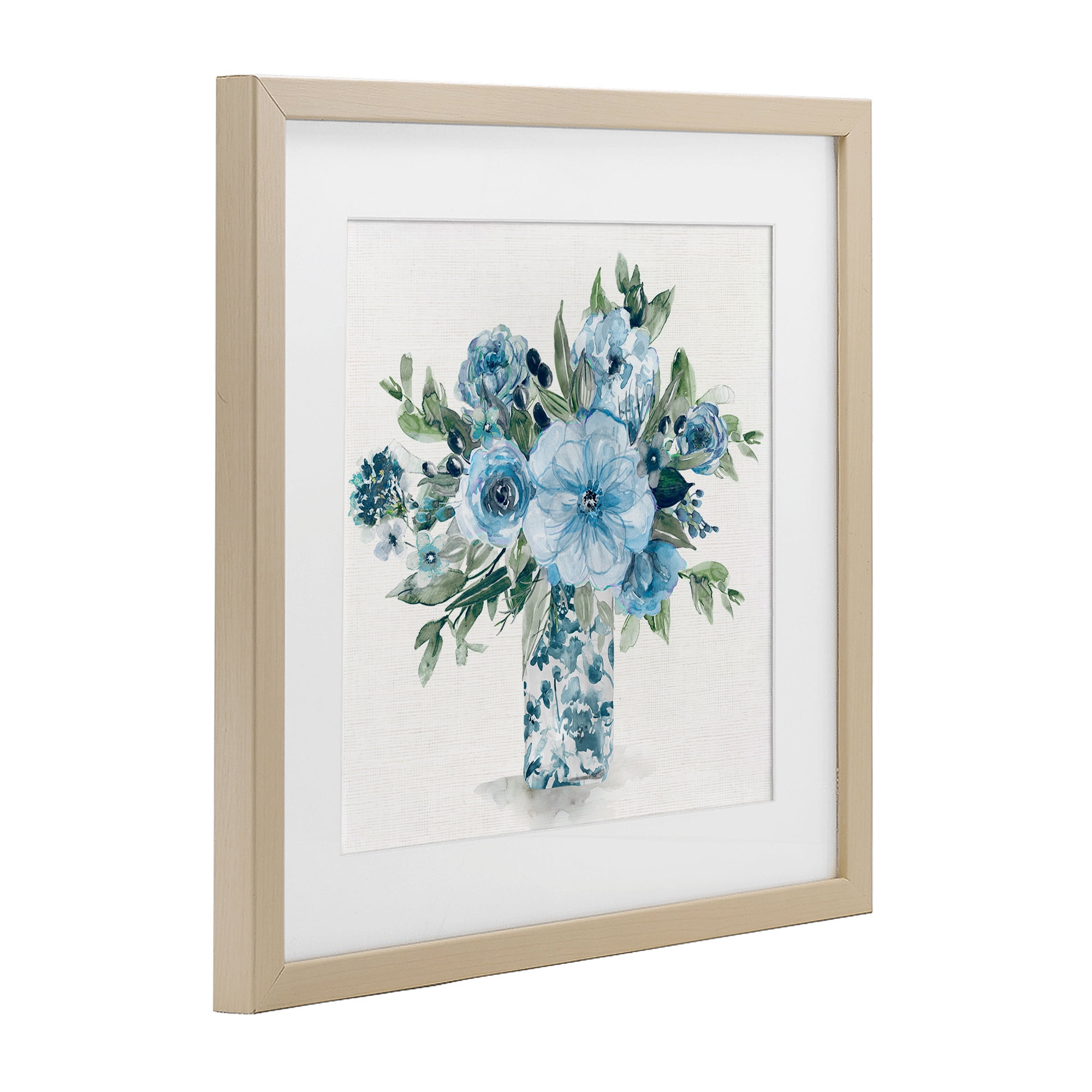Stupell Industries Pastel Blue Bouquet Foliage Birch Framed Print Under Glass, design by Carol Robinson