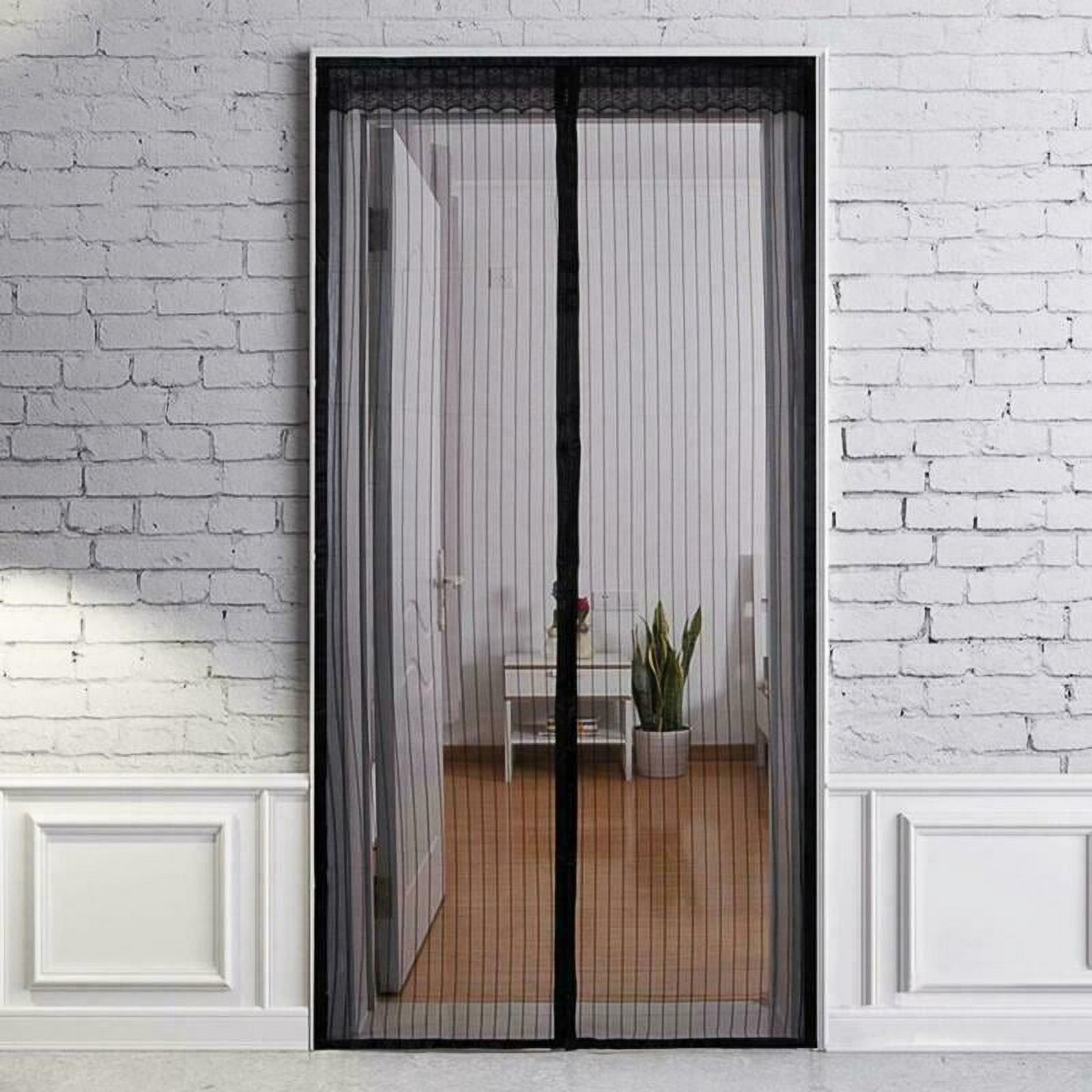 Striped Hook Loop Fastener Magnetic Soft Yarn Door Curtain with Elegant Jacquard KT00190