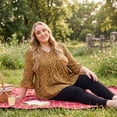 thumbnail image 4 of GRACE & GRANDEUR Women's Plus Size Tops Polka Dots V Neck 3/4 Sleeves Peplum Hem Babydoll Blouses 2X Brown, 4 of 9