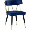 thumbnail image 3 of Meridian Furniture Chaise de Salle à Manger en Velours Rheingold, Bleu Marine (Ensemble de 2), 3 of 7