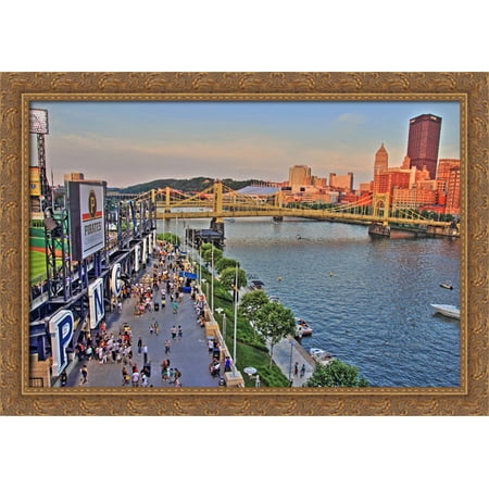 PNC Park 40x28 Large Gold Ornate Wood Framed Canvas Art - Home of the Pittsburgh Pirates