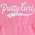thumbnail image 2 of PatPat Summer Girls Clothes Toddler Girl Letter Print Drawstring Ruched Side Ribbed Cami Romper, Rose Pink, 3-4 Years, 2 of 5