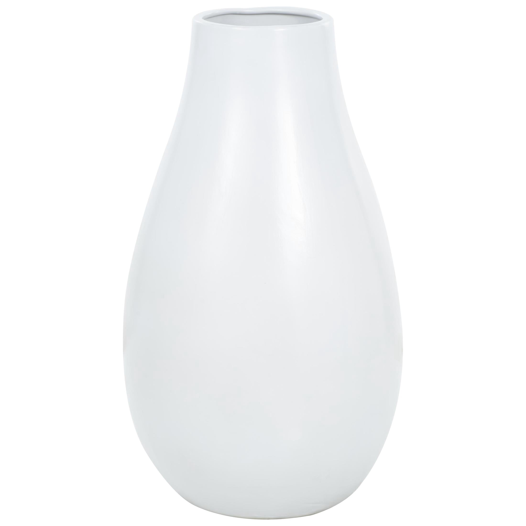 DecMode 28" Rounded Matte Floor White Ceramic Vase