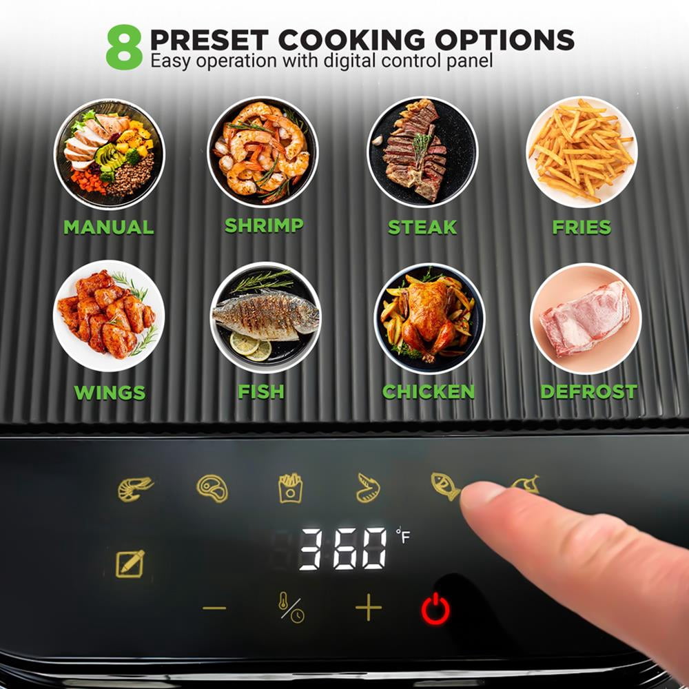 5.5 Liter Air Fryer - 5.8QT Customized Digital Display Electric Oil Free Cooker with Transparent Window (White)