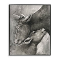 Stupell Industries Mother Cow & Calf Animals Drawing Black Framed Art Print Wall Art, 16 x 20