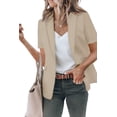 thumbnail image 2 of Solid Color Women Short Sleeved Work Office Blazer Coat, 2 of 4