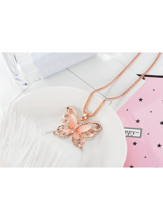 Heiheiup Butterfly Necklace Pendant Two Pack Friendship Necklace Simple  Colorful Butterfly Pendant Pack of Necklaces for Women