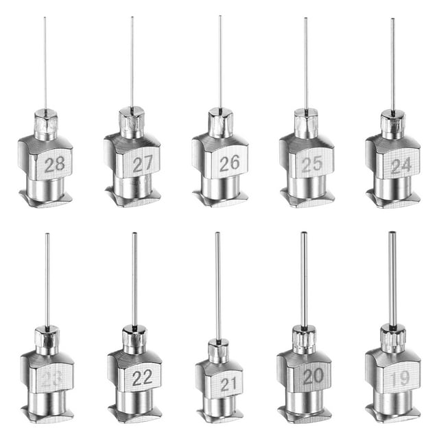 Uxcell 20 Pcs 19-28G Aiguille de Distribution en Acier Inoxydable, Aiguille de Colle 1/2 Pouces Embout Émoussé
