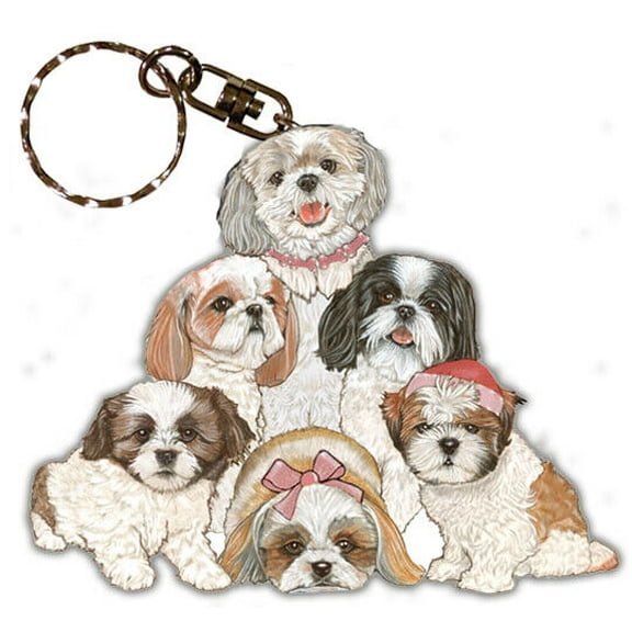 Shih Tzu Keychain, Souvenir Key Holder, Dog Charm Tag, Pet Key Rings Craft Ornaments, Wooden Die-Cut