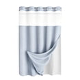 thumbnail image 7 of Bxaolu No Hook Shower Curtain with Snap in Liner Set Waffle Shower Curtain for Bathroom Hotel Quality Fabric Waterproof Inner Liner，71" W x 75" H Bathroom Curtain, 7 of 7