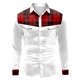 thumbnail image 3 of Camisas s Para Hombre Camisa de manga larga con botón de solapa y bloque de color a cuadros informal a la para hombre (White, L), 3 of 5