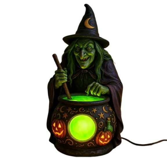 Halloween Witch Cauldron Lamp – Spooky Night Light Decoration for Home, Porch, Yard, Party & Holiday Ornaments