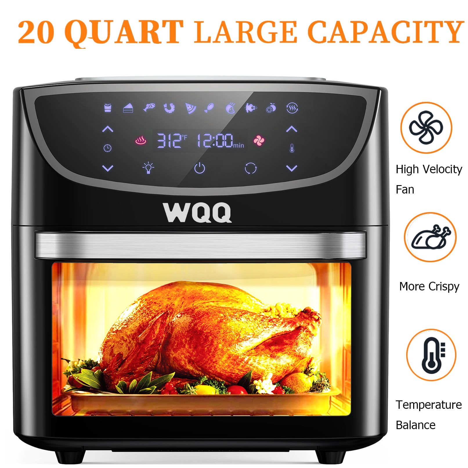 FastConvenient  10-in-1 20 QT Airfryer Oven with Visible Cooking Window ~  fastconvenient