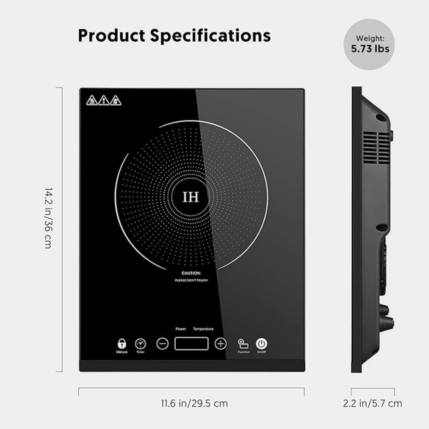 Portable Induction Cooktop, 1800W Sensor Touch Electric Induction Cooker Hot Plate with Kids ty Lock, 6.7" Heating Coil, 18 Power 17 Temperature Setting Countertop Burner with Timer