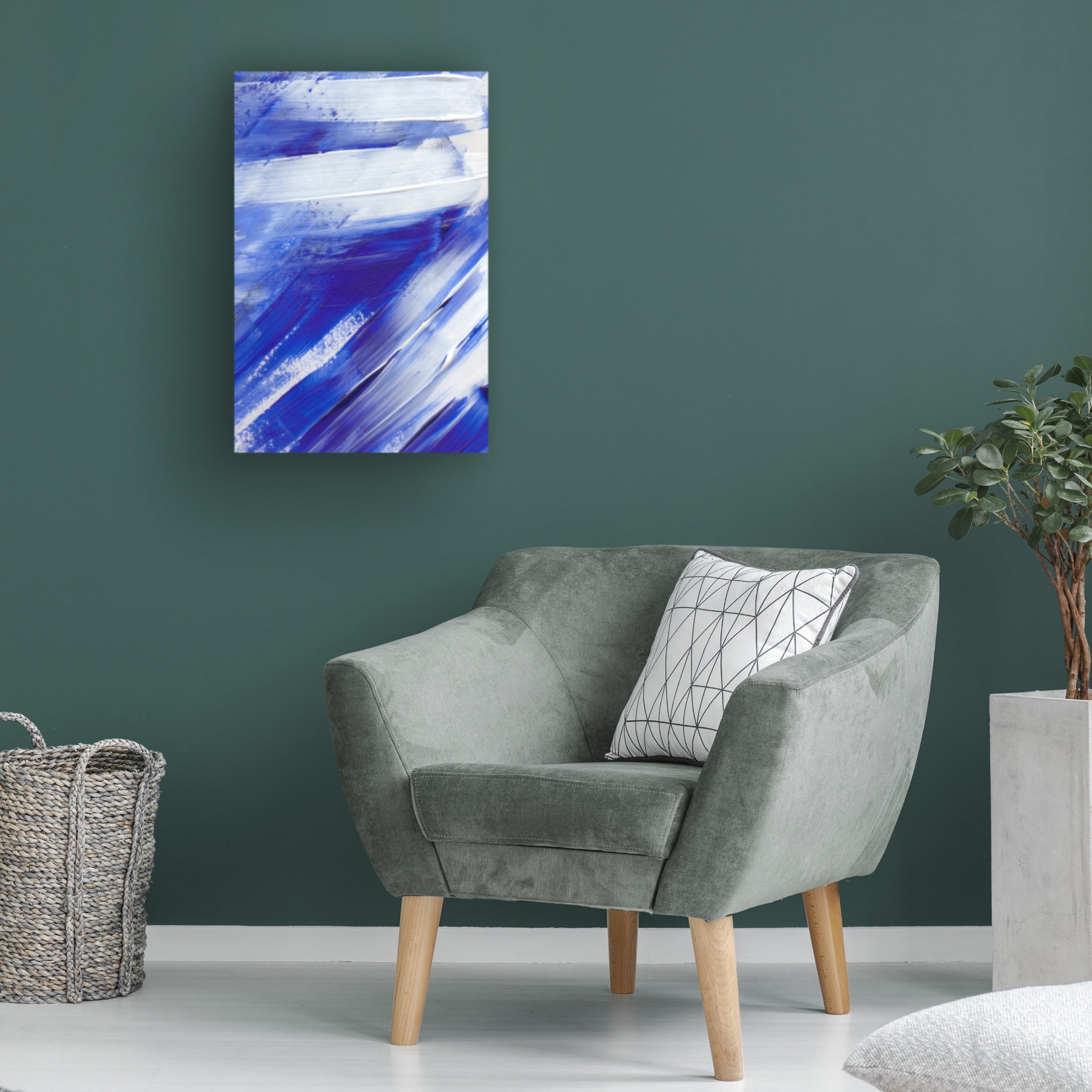 Trademark Fine Art uplusmestudio White On Blue Brush Strokes Canvas Wall Art
