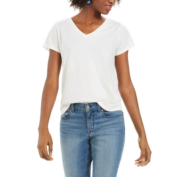 Style & Co Plus Size Solid Burnout T-Shirt Bright White 0X