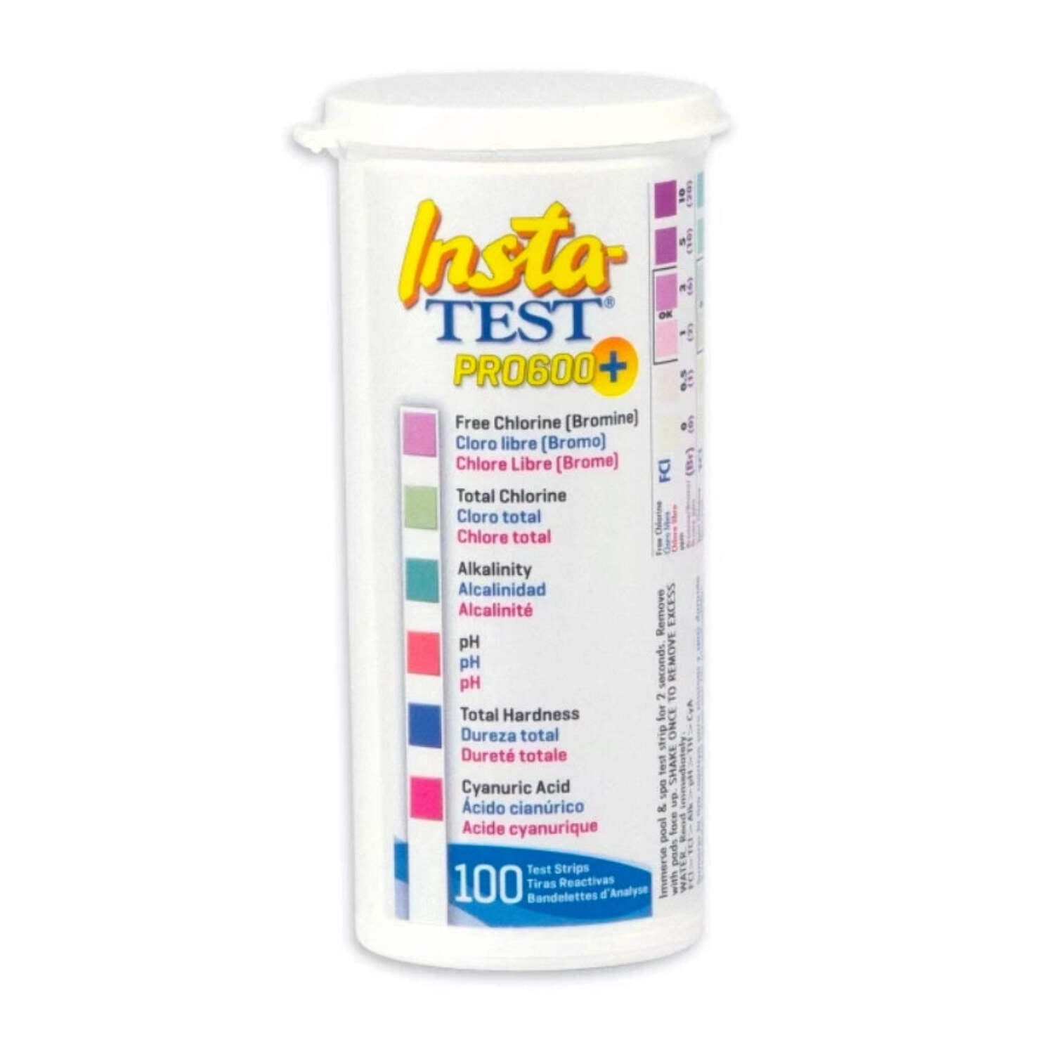 LaMotte Insta-Test PRO 600 Plus - Free Chlorine, Bromine, Total Chlorine, Alkalinity, pH, Total Hardness, Cyanuric Acid - 100 Strips