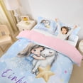 thumbnail image 3 of Metsweet Dreamy Princess Twin Duvet Cover, Cartoon Unicorn Twin Bedding, Blue White,Pink Reversible,2pcs,1 Duvet Cover and 1 Pillowcase, 3 of 6