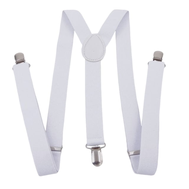 Clearance! Delayuji Fixing Clip Suspenders for Men Adjustable Elastic Y Back Suspender Strong Clips One Size White