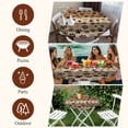 thumbnail image 7 of Brown Beige Round Tablecloth, Fitted Table Cover with Elastic for 45"-54" Round Tables, Rustic Farmhouse Dog Paw Vintage Table Cloth Outdoor Indoor Dinning Party Waterproof Tablecloths, 7 of 7