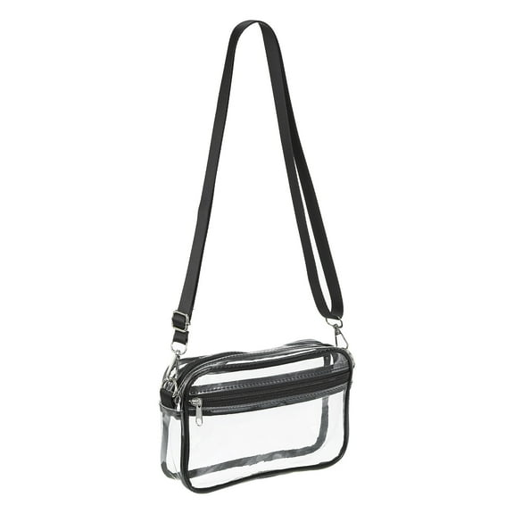 Uxcell 8"x5" Stadium Approved Clear Crossbody Purse Bag with Shoulder Strap, Black