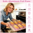 thumbnail image 4 of Treamon Disposable Aluminum Mini Loaf Pans, 50 Pack Aluminum Foil Pans with Lids and Spoons Sealing Sticker, 6.8 oz Rectangular Cake Pans Baking Pan, Pink, 4 of 6