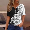 thumbnail image 7 of Olyvenn Womens Short Sleeve Tops 2026 Trendy Summer T Shirt Casual V Neck Pullover Button Printed Blouse Plus Size Tees Black S, 7 of 7