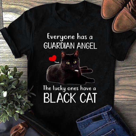 Black Cat Graphic T-Shirt, Cat Lover Vintage Design, Funny Cat Theme Unisex Tee