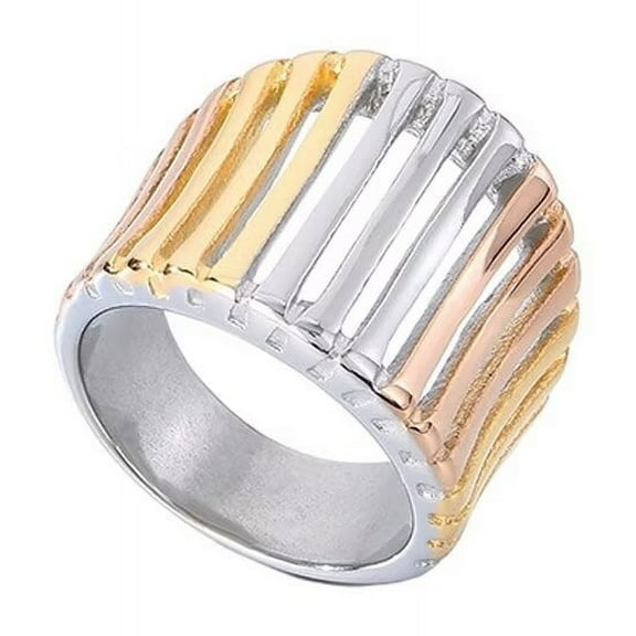 PAURO Women's Stainless Steel Minimalist Hollowed Geometric Rings Unique Statement Jewelry Mixed Colors Size 7