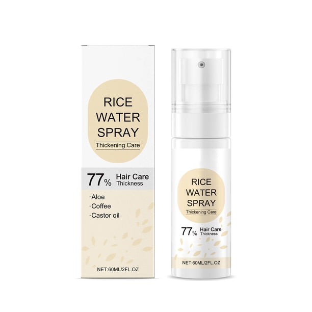 Suero capilar de agua de arroz, spray capilar de agua de arroz, aceite capilar en spray para mujeres con aceite de ricino y biotina (60 ml)