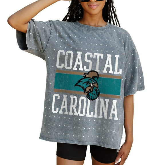 Women's Gameday Couture Gray Coastal Carolina Chanticleers On the Ball Oversized T-Shirt
