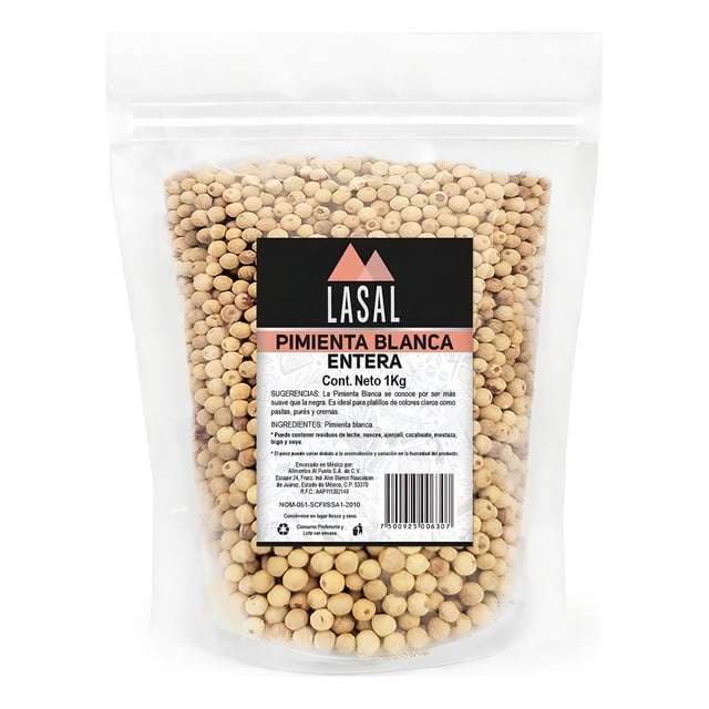 Pimienta Blanca Entera 1 Kilogramo Pouch Resellable