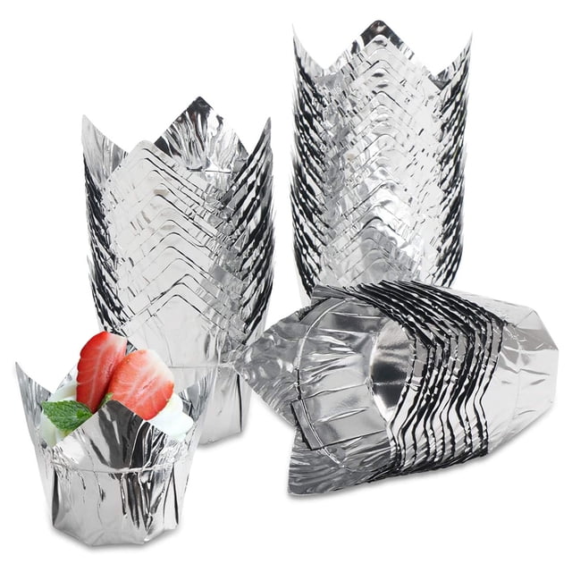 CRAFTHROU 50Pcs Simple Design Smooth Finish Baking Cups Paper Muffin for Ice Cream Shops and Bakeries