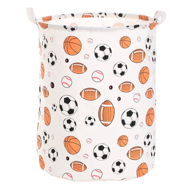 KAKOWELY Bolsa de lavandería de algodón y lino con estampado de fútbol, impermeable, con estampado a color, organizador de artículos diversos