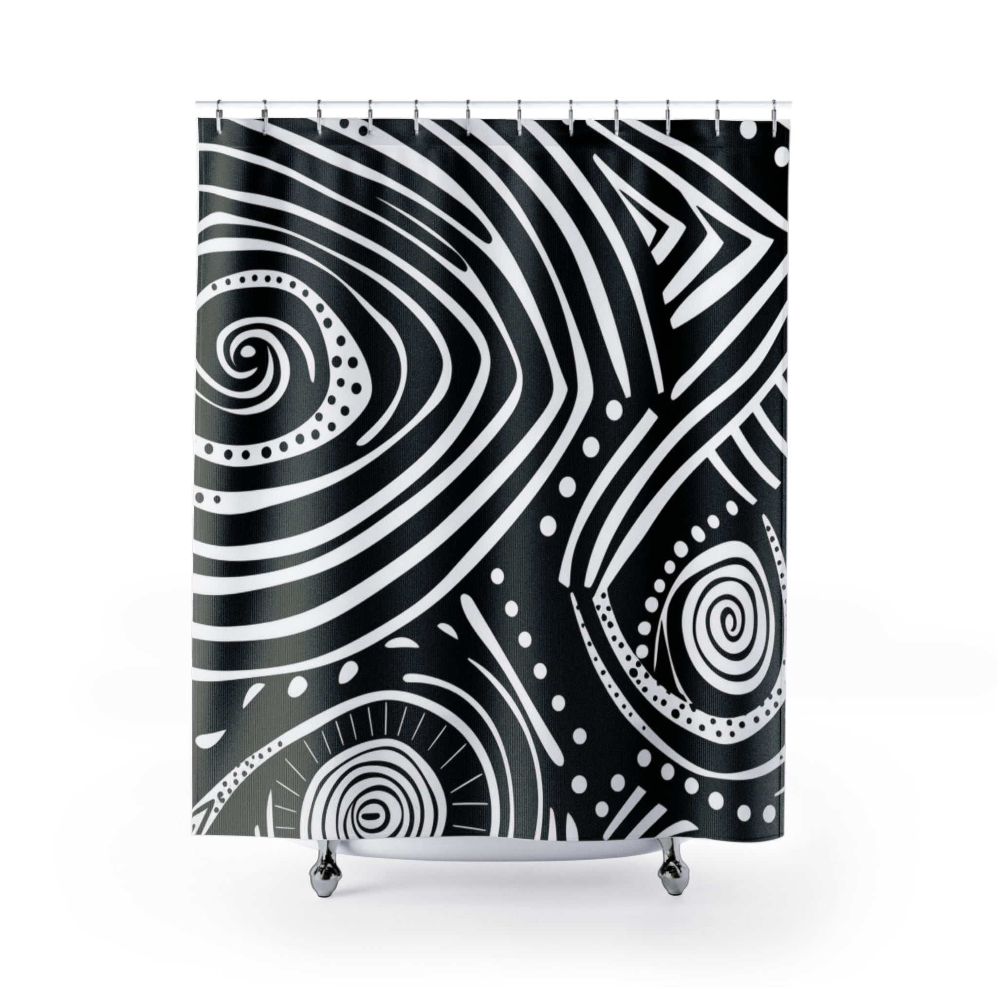 Shower Curtain, Black and White Shower Curtain, Bathroom Decor