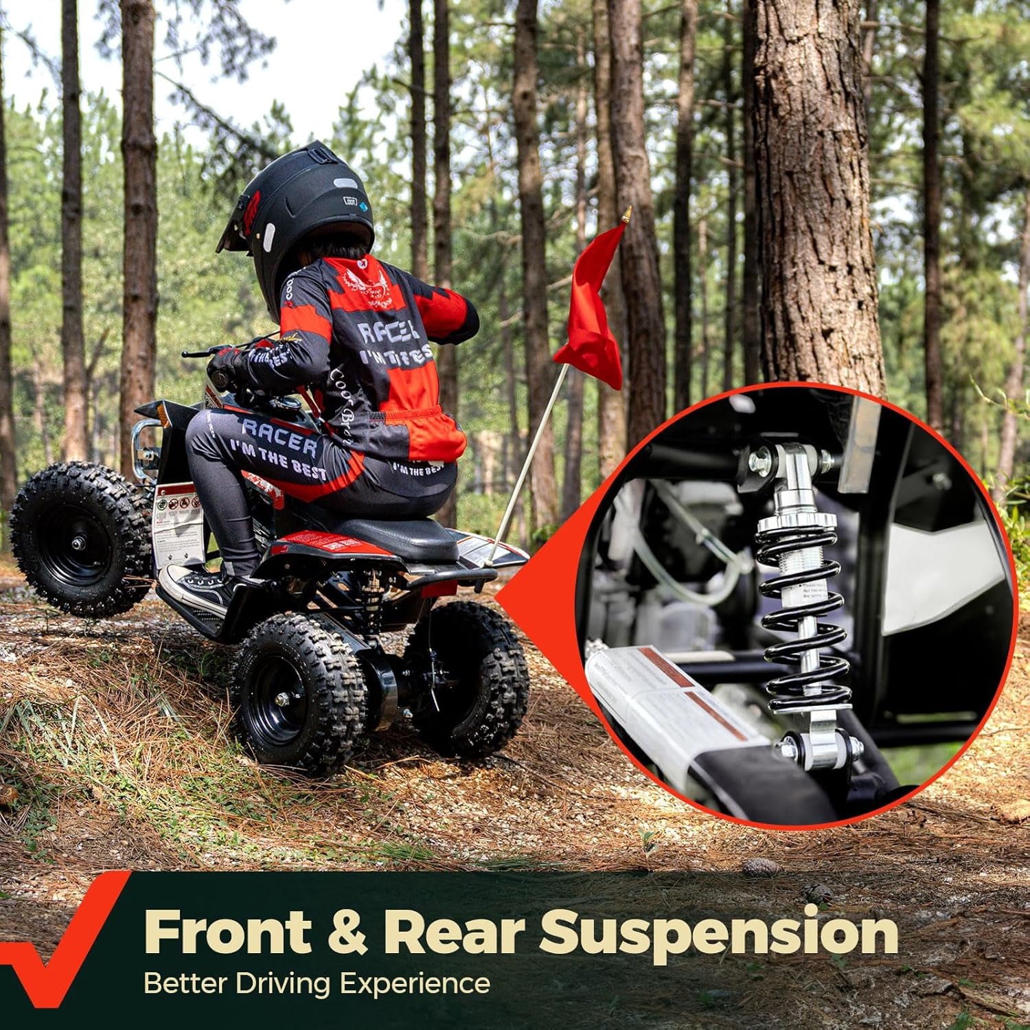 FRP 40cc Gas Powered Off-Road Bike, 4-Stroke Engine, Up to 15 MPH, Ages 13+, Adjustable Speed Control, Front & Rear Disc Brakes, Pull Start
