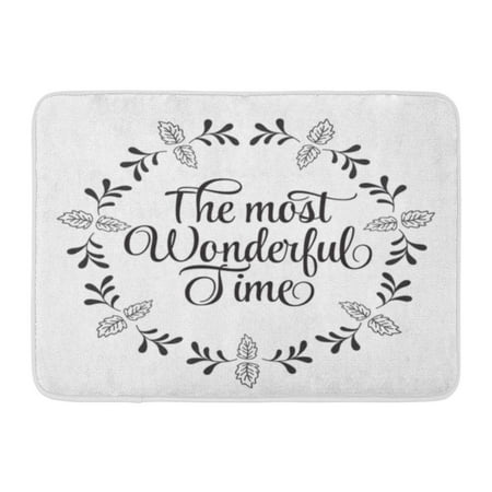 Christmas Related Designs GODPOK Calligraphy Christmas Related Word Design with Circle Floral for The Most Wonderful Time Graphic Rug Doormat Bath Mat 23.6x15.7 inch ()