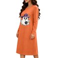 thumbnail image 6 of Taqqpue Womens Halloween Cotton Nightgown Long Sleeves Round Neck Sleepshirt Print Nightshirt Casual Plus Size Knee Length Sleep Dress Pullover Halloween Pumpkin Printed Sleep Shirt for Women, 6 of 6