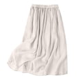thumbnail image 2 of PBFRDSJ Summer Skirt Women Loose Fit Fold Elastic Waist Knee Length Skirt Solid Color Cottton Lightweight Mid-Length Skirt, 2 of 3