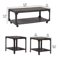 thumbnail image 5 of 3 Piece Metal Frame Occasional Table Set with Rivets, Brown and Black- Saltoro Sherpi, 5 of 5
