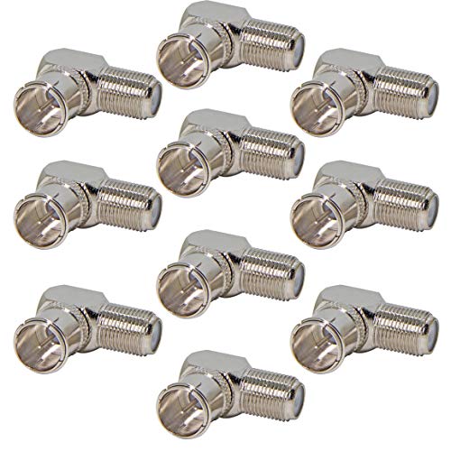 90 Degree Right Angle F-Type Coax Connector – Quick Connect Push-On Adapter, Male To Female