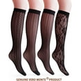 thumbnail image 6 of CAILDANL 4 Pairs Women's Fishnet Knee High Socks - Stylish Black + Hollow Out, 6 of 6