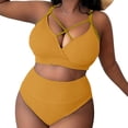 thumbnail image 2 of LSLJS Grande Taille Swimsuit Sangle Croisée Réglable Dos Nu Bikini Deux Pièces Col en V Bikini Split Grande Taille Swimsuit Sangle Taille Haute Bikini Swimsuit, Grande Taille Swimsuit, 2 of 6