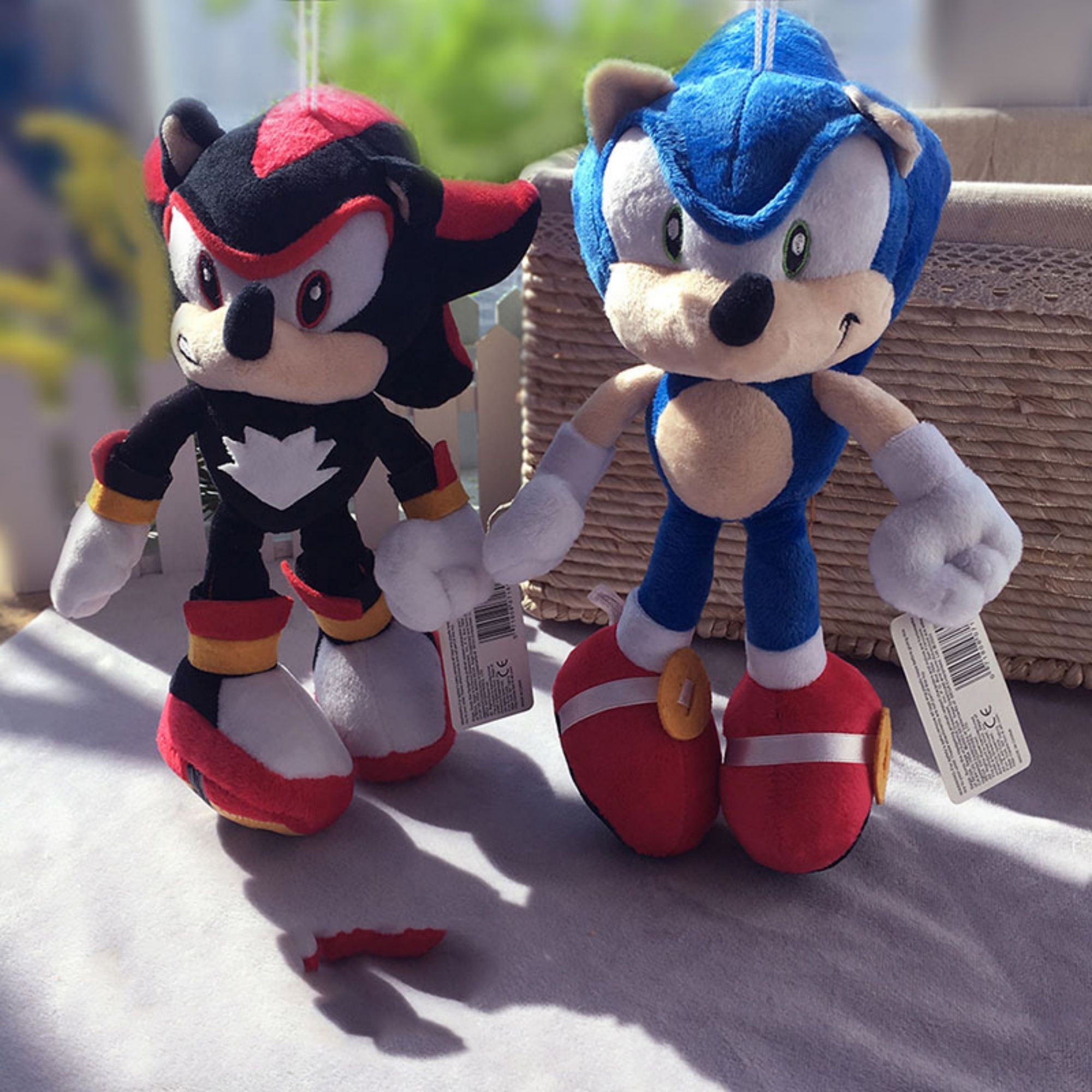 Funnytoys Pack of 2 Sonic the Hedgehog Plush Toys 11' Shadow and Sonic Stuffed Dolls Gift Set