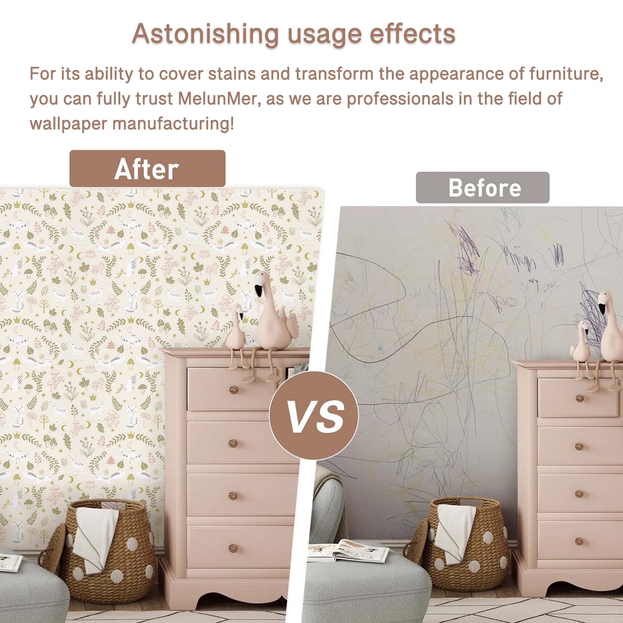 Abyssaly Beige Floral Wallpaper Peel and Stick Wallpaper 17.3"×118" Self-Adhesive Removable Contact Paper Vinyl Wall Paper for Bedroom Cupboard Door Shelfves
