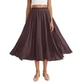 thumbnail image 2 of Women’s A-Line Midi Skirts Casual Elastic High Waist Flowy Swing Beach Boho Free Size Long Skirt Coffee B Free Size, 2 of 7