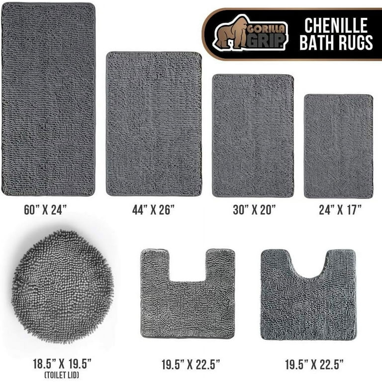 Gorilla Grip Original Luxury Chenille Bathroom Rug Mat, 30x20