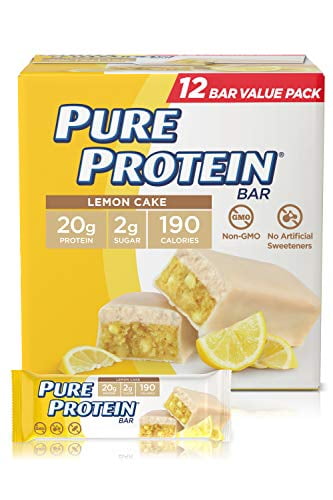 Pure Protein Bars, High Protein, Nutritious Snacks to Support Energy, Lemon Cake, 12 Count