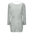 thumbnail image 4 of hotojiny Cocktail Dresses for Women Sparkly Long Sleeve Sequins Party Mini Dress Clubwear Trendy Summer Pencil Dress, 4 of 6