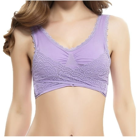 

RYDCOT 2PC Bras for Women Wireless Full Coverage Comfy Corset Bra Front Cross Side Buckle Lace Bras Everyday Bras Ladies Bras Sale or Clearance